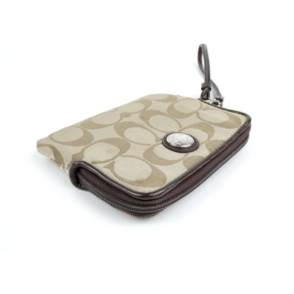 Coach Signature Khaki Mahogany Wristlet - Picture 3 of 14
